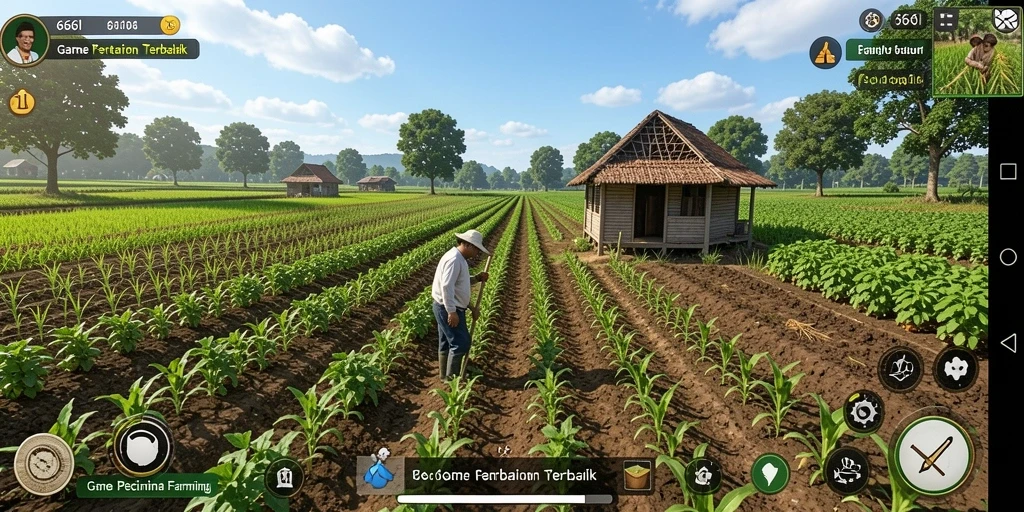 Tampilan gameplay menarik di ladang pertanian 666I.