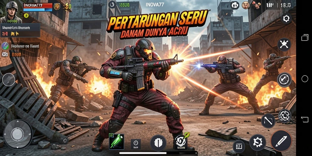 Tampilan menarik dari gameplay action INOVA77 yang mendebarkan.
