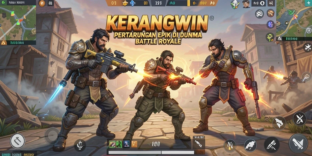 Menampilkan aksi seru dalam pertempuran Battle Royale di KERANGWIN.