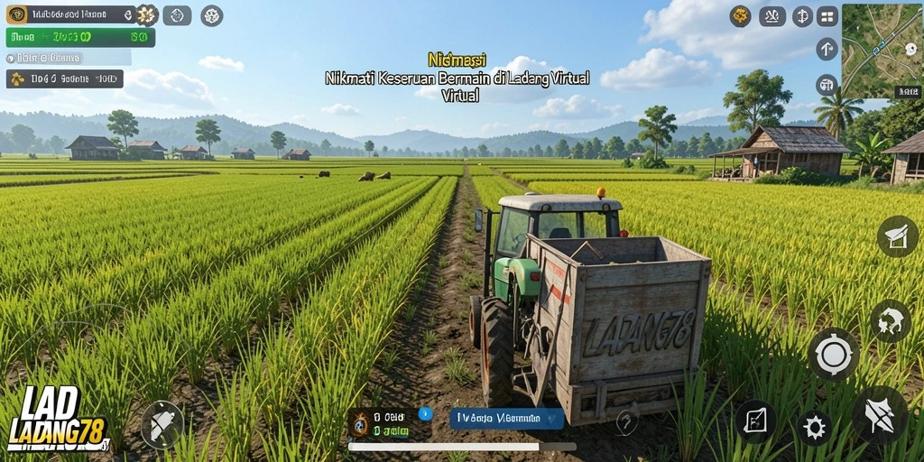 Tampilan gameplay seru di LADANG78 dengan aktivitas bertani.