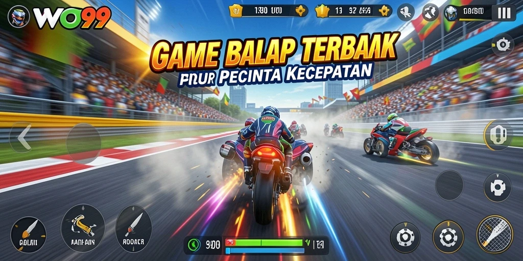Screenshot gameplay yang menampilkan balapan seru dan menegangkan.