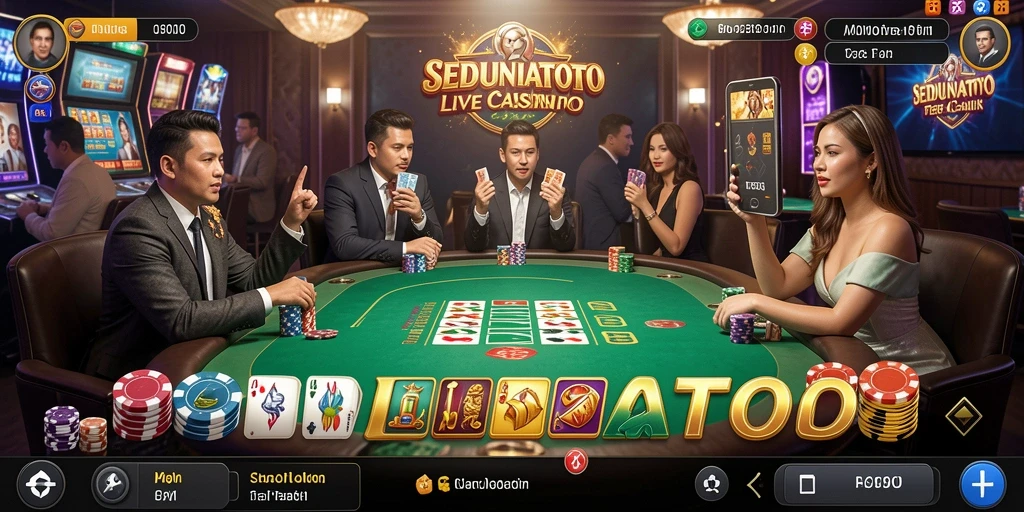 Screenshot gameplay Live Casino SEDUNIATOTO menampilkan dealer yang profesional dan permainan yang menarik.