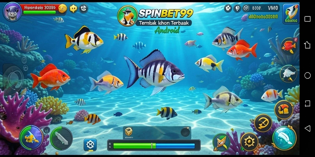 Tampilan seru gameplay Tembak Ikan SPINBET99 saat menangkap ikan.