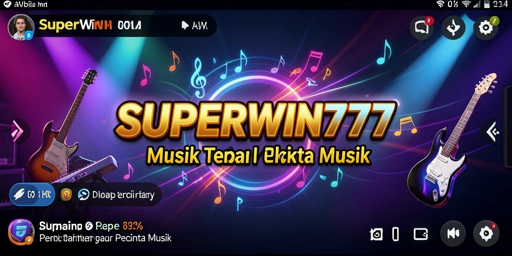 Tampilan gameplay SUPERWIN777 dengan berbagai pilihan lagu musik.