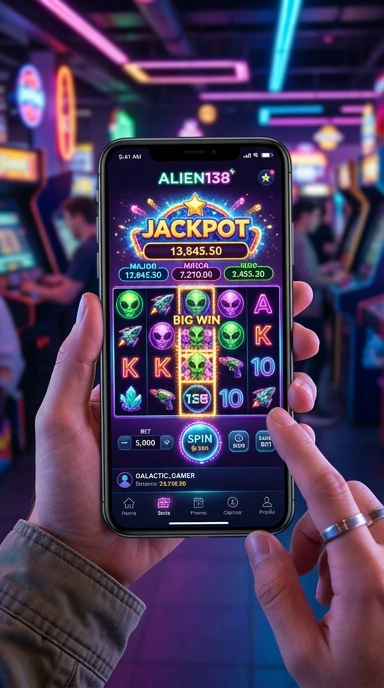 Screenshot tampilan antarmuka utama aplikasi alien138.